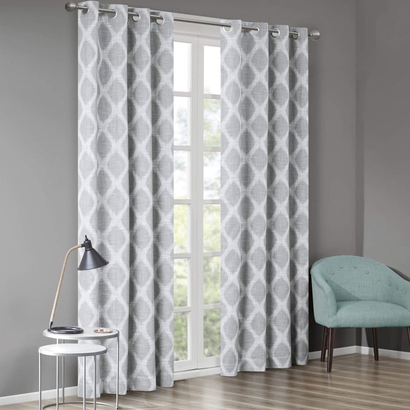 SUNSMART Sun Smart Blakesly Blackout Curtains Patio Window, Ikat Print, Grommet Top Living Room Decor, Living Room Decor, Thermal Insulated Light Blocking Drape for Bedroom and Apartments, 50" x 84", Grey - Image 2